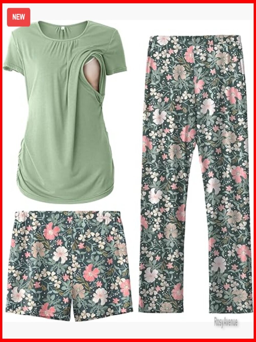 Maternity Nursing Pajama Set Short Sleeve Breastfeeding Shirt Shorts Pants 3